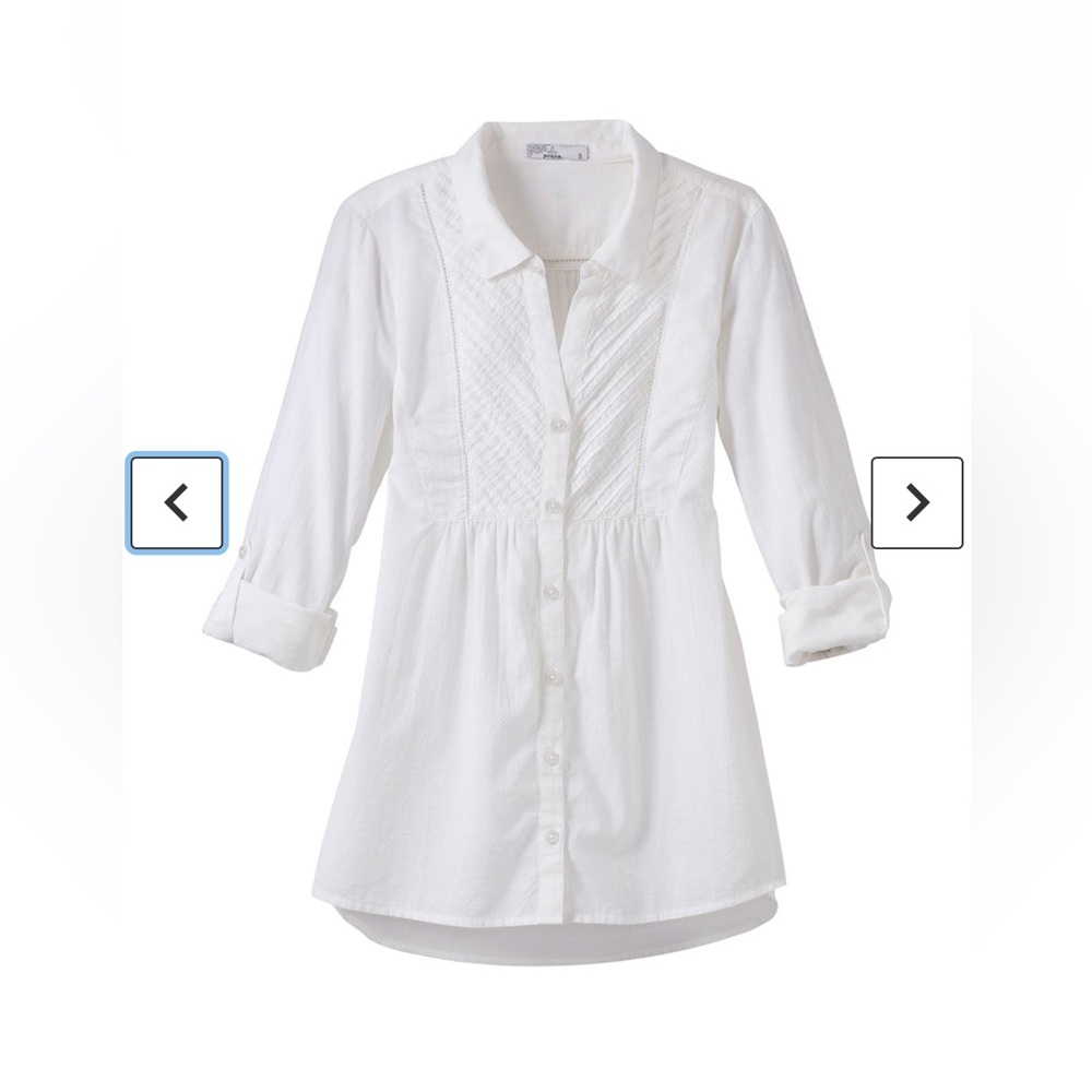 Prana Katya‎ White Button-Up 100% Cotton Blouse. Medium. Lightweight. - Picture 7 of 7